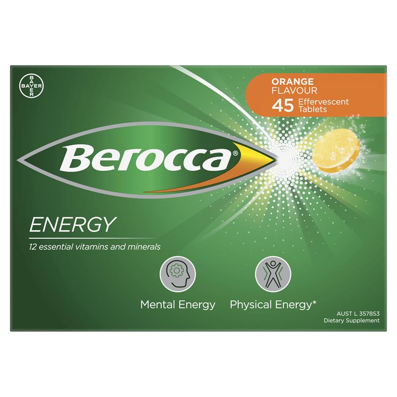 Berocca Energy Orange Flavour 45 Effervescent Tablets