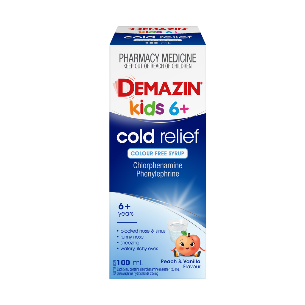 Demazin Kids 6+ Cold Relief Colour Free Syrup