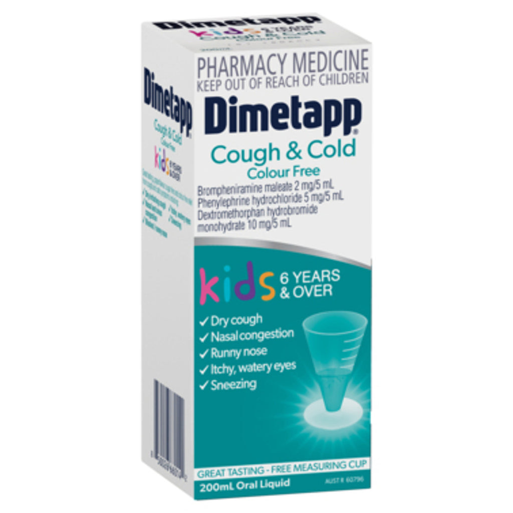 Dimetapp Kids Cough & Cold 6 years+ Colour-Free Grape 200ml  0142