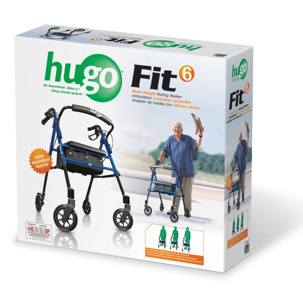 Hugo Fit 6 Rollator Walker Seat Blue