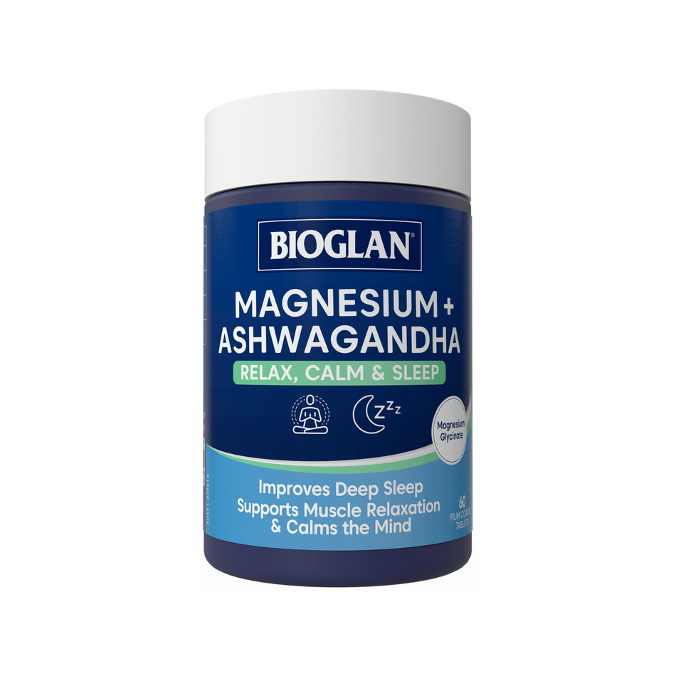Bioglan Magnesium + Ashwagandha Relax Calm & Sleep 60 Tablets