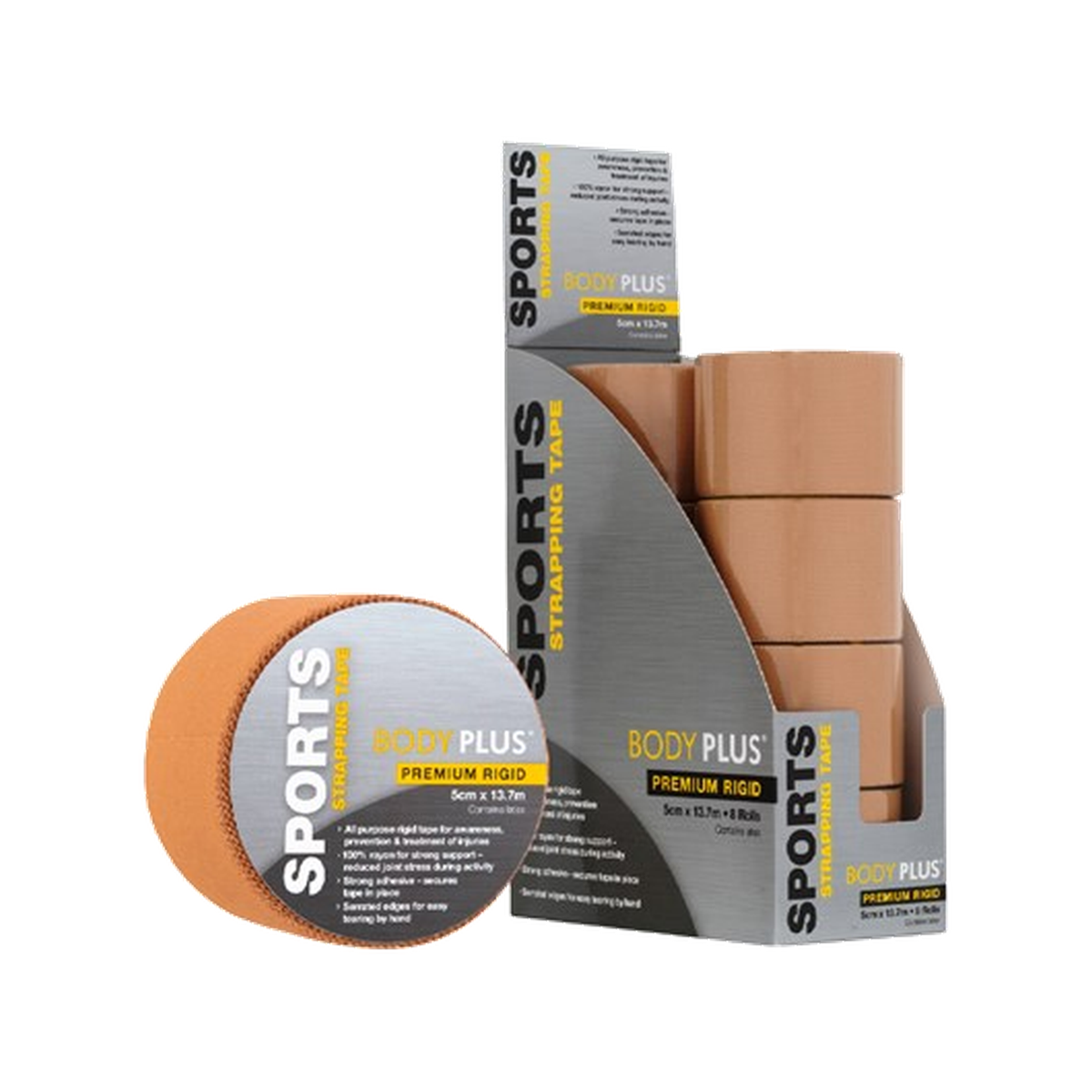Body Plus Rigid Strapping Tape 5cm x 13.7m - 8 Rolls
