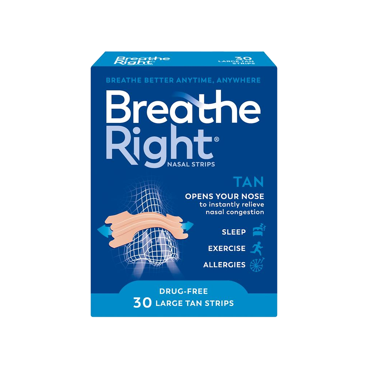 Breathe Right Nasal Strips Tan Large