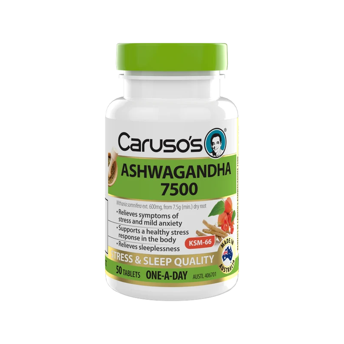 Carusos Ashwagandha 7500 50 tablets ONCE A DAY