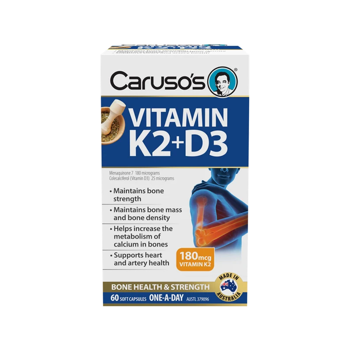 Carusos Vitamin K2 + D3 60tablets ONCE A DAY
