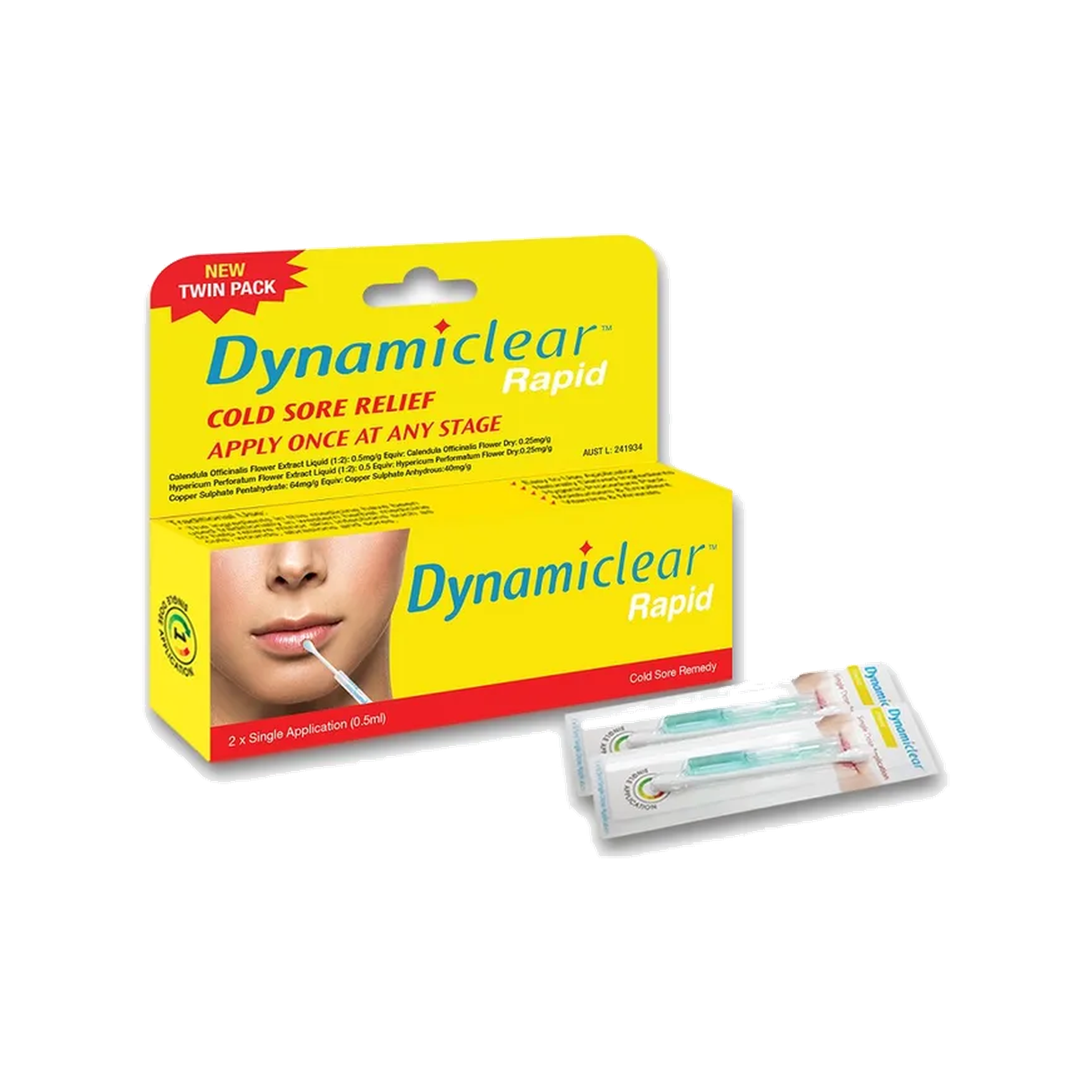 Dynamiclear Rapid Single Application Cold Sore Treatment 0.5mL Twin Pack