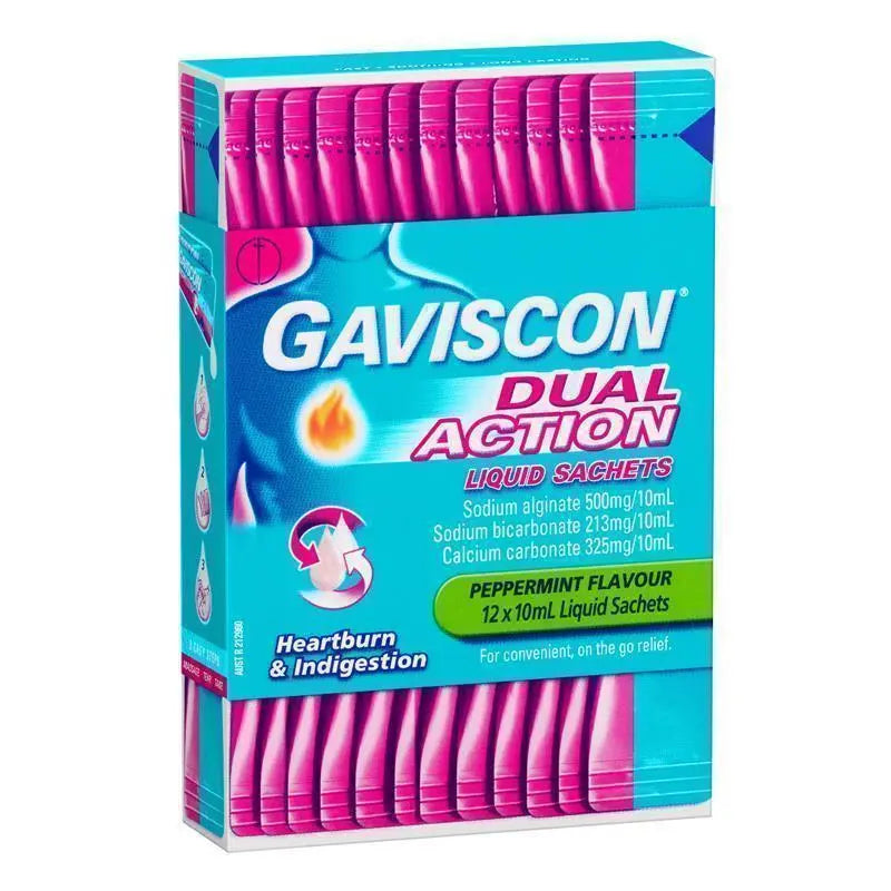 **Gaviscon Dual Action Liquid Sachets Peppermint 12pk**