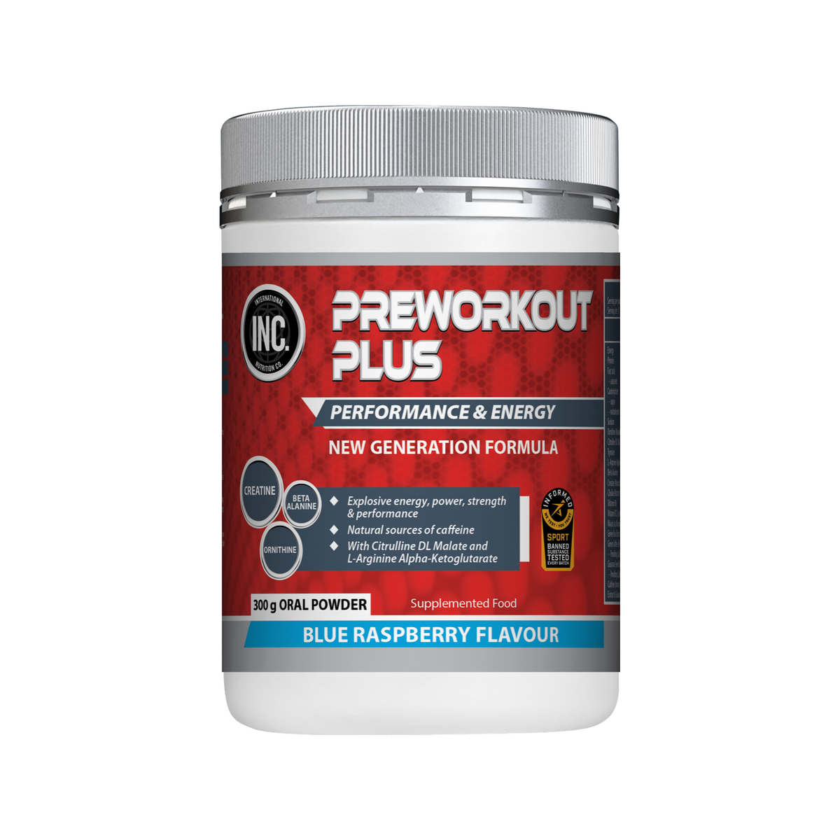 INC Pre-Workout Plus - Blue Raspberry 300g