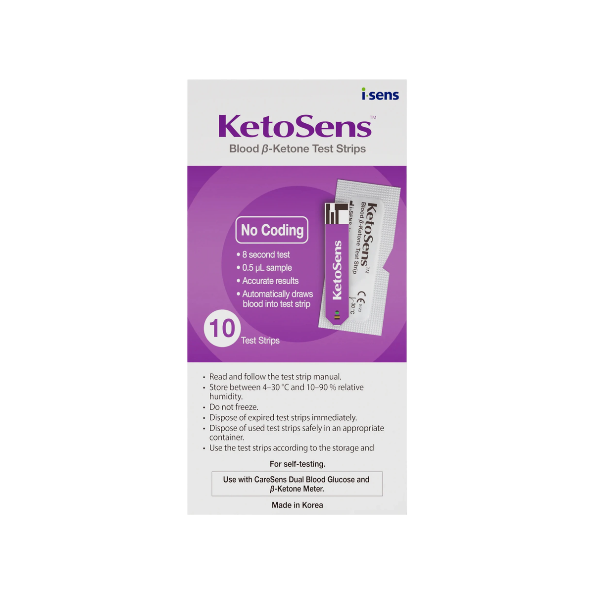 KetoSens Blood β-Ketone Test Strips 10 Pack