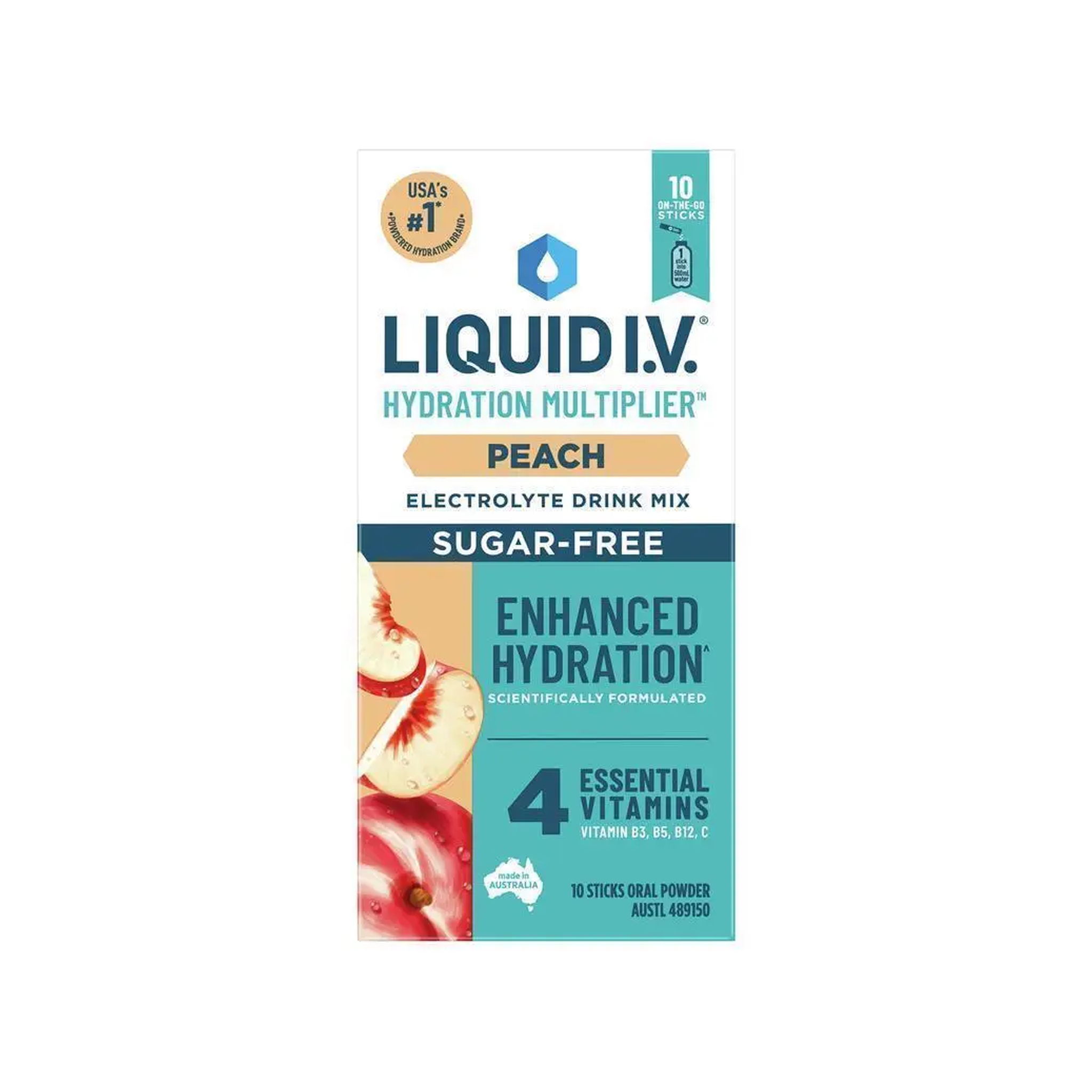 Liquid I.V. Hydration Multiplier - Peach (Sugar Free) 10 Pack