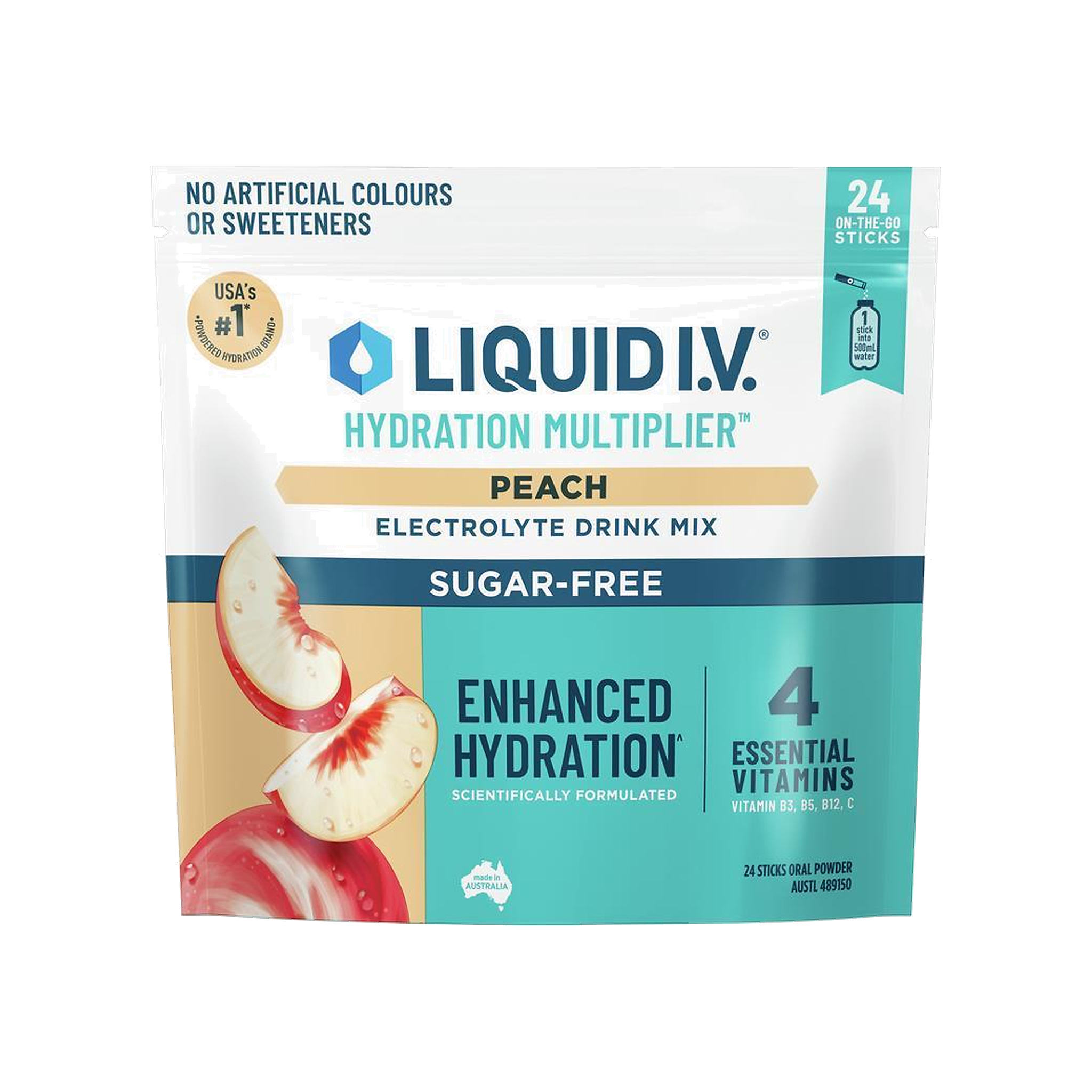 Liquid I.V. Hydration Multiplier - Peach (Sugar Free) 24 Pack