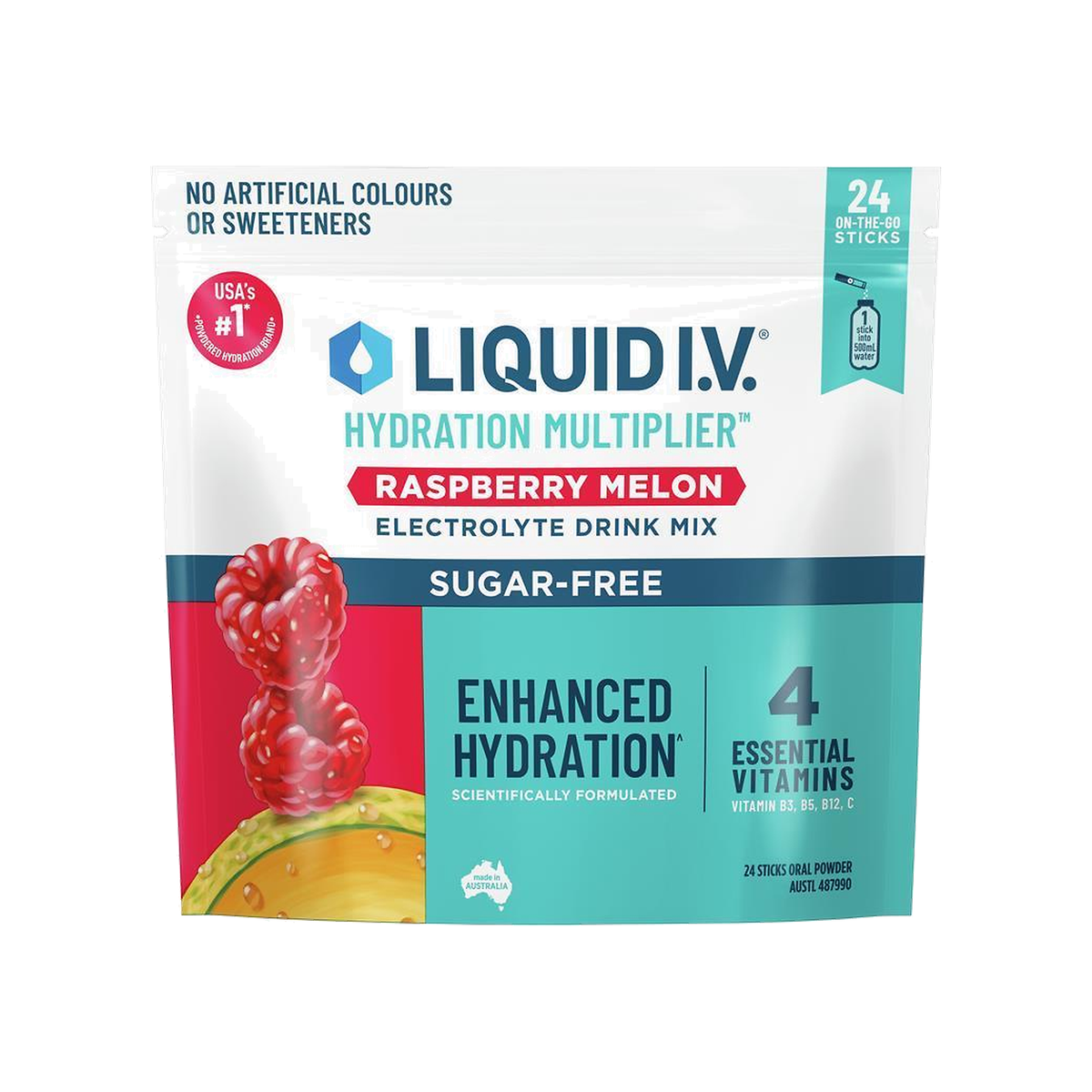 Liquid I.V. Hydration Multiplier - Raspberry Melon (Sugar Free) 24 Pack