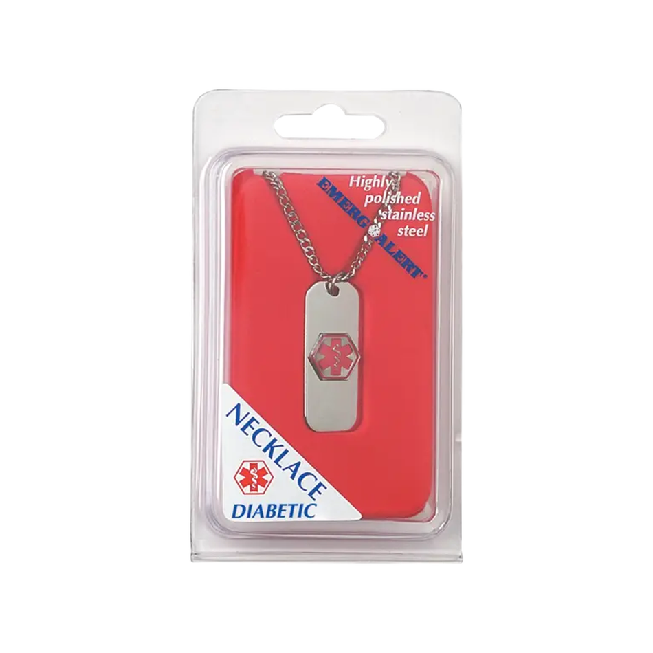 Medical Alert Necklace — Stainless Steel, Diabetic