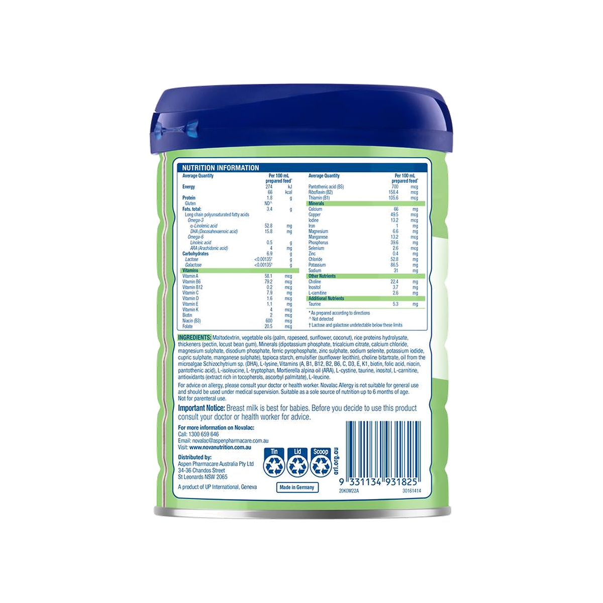 Novalac Allergy 0-12 years 800g
