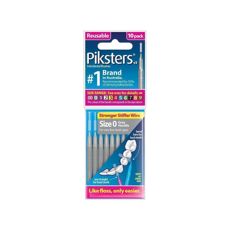 Piksters Interdental Brushes Size 0 Grey 10 Pack