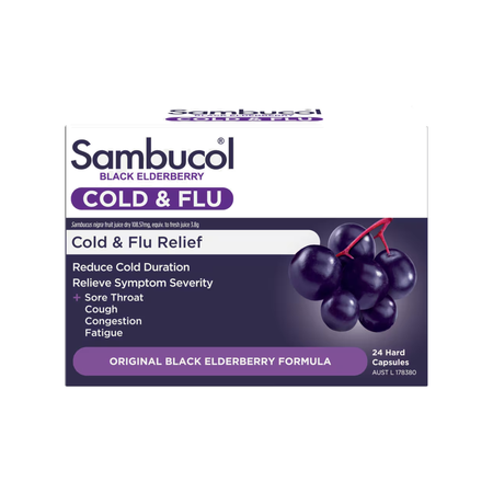 Sambucol Black Elderberry Cold & Flu Capsules 24