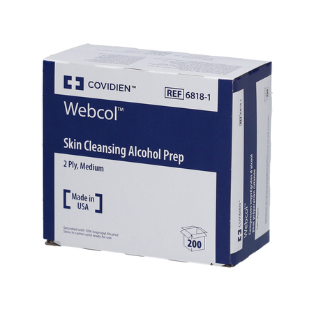 Webcol Alcohol Prep Wipes 2 Ply 200