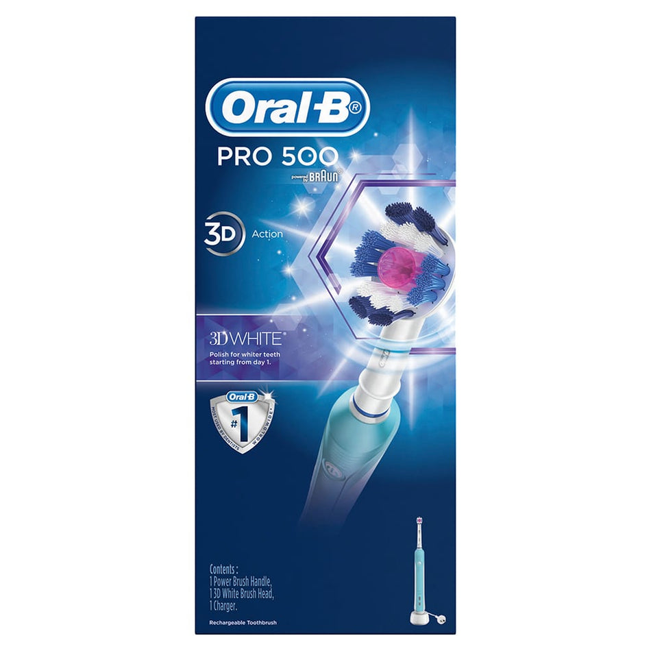 Oral-B Pro 500 3D White Electric Toothbrush - Powered By Braun