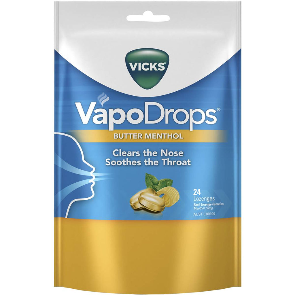 Vick VapoDrops Butter Menthol Lozenges 24 Box x4
